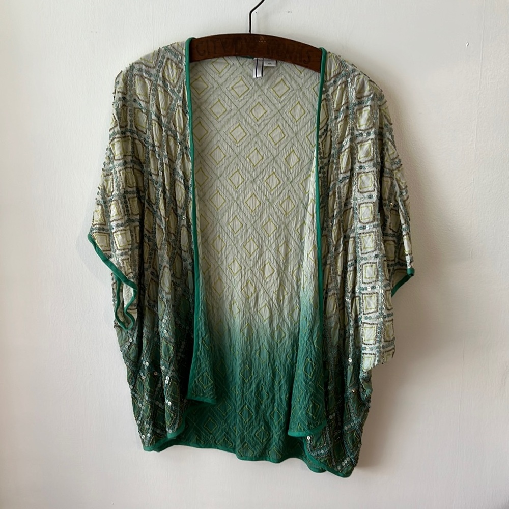 Heavily beaded and sequin kimono style top.  Size M/L